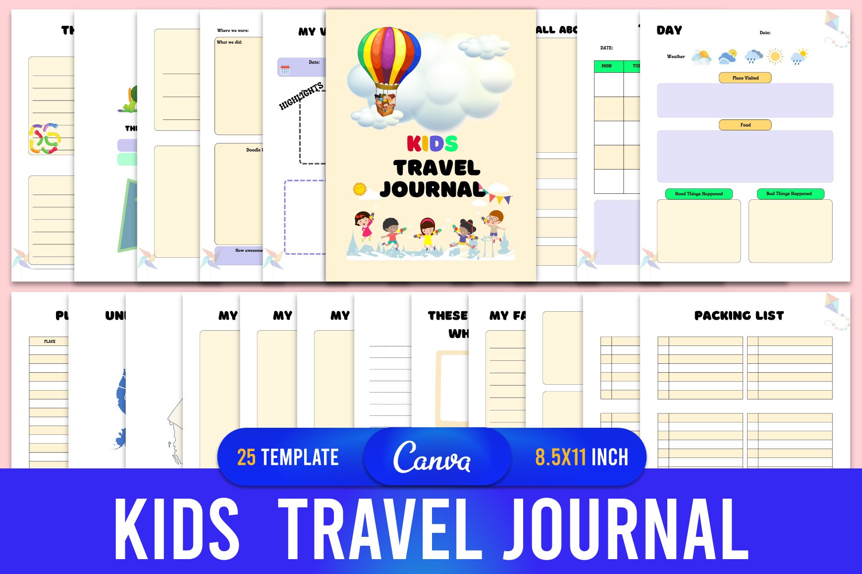 Kids Travel Journal Canva Template for KDP