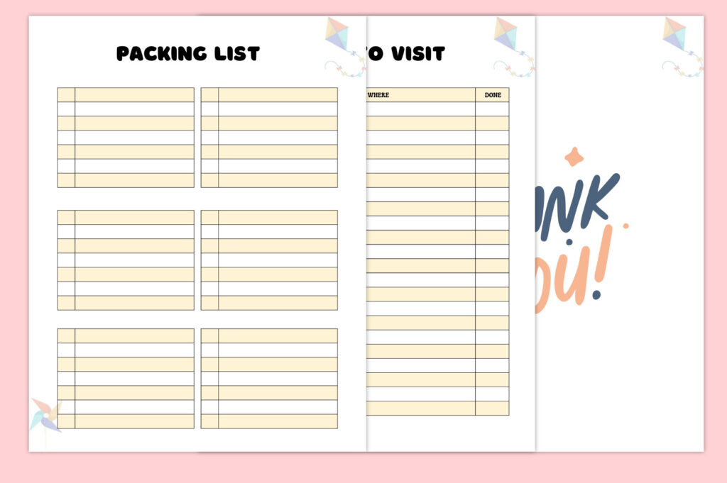 Kids travel journal Canva template with prompts, maps, planners, 8.5x11 no-bleed preview 5