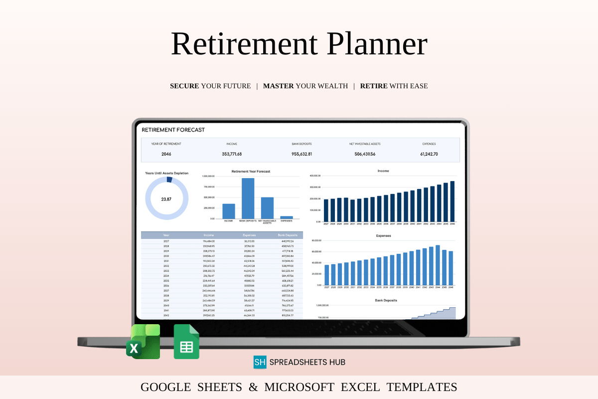 Retirement Portfolio Tracker Template (Excel & Google Sheets)