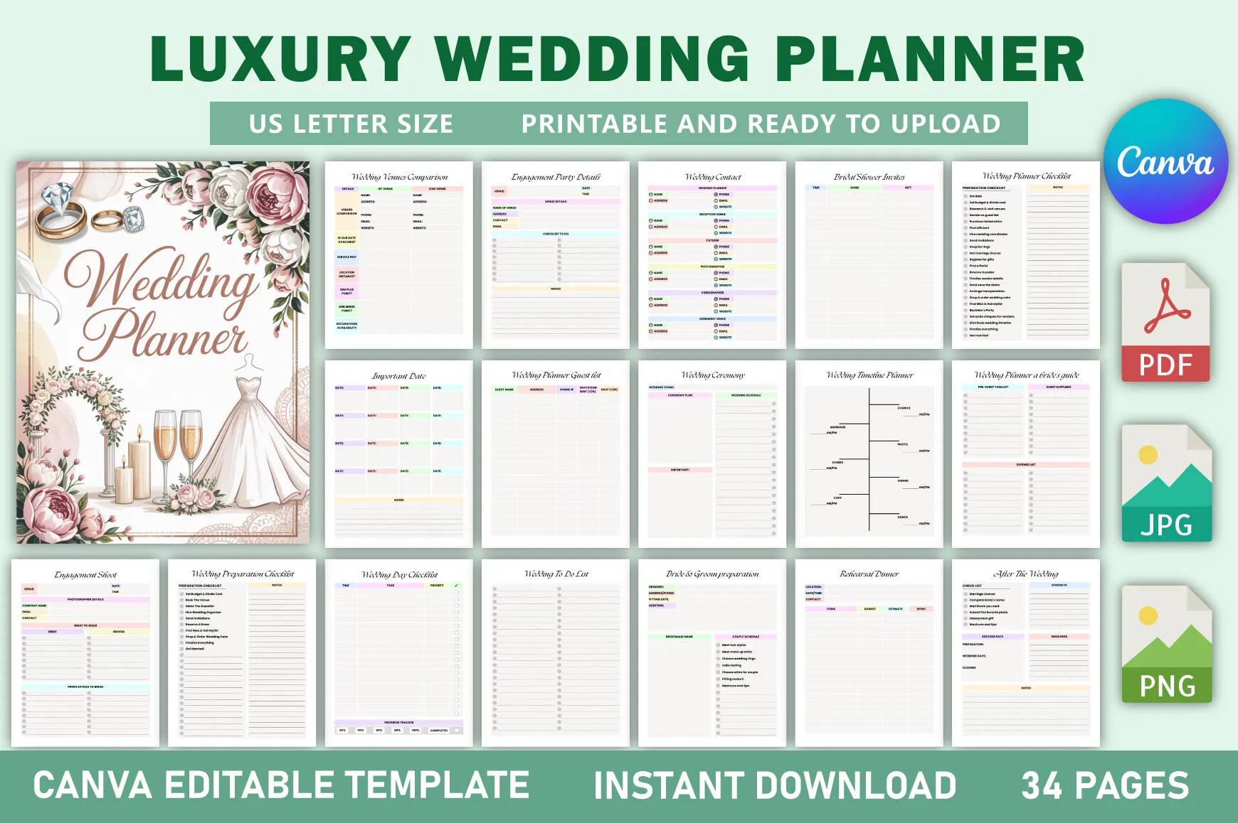 Luxury Wedding Planner Canva Template (KDP Interior)