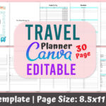 Editable Travel Planner Canva Template (US Letter, KDP Ready)