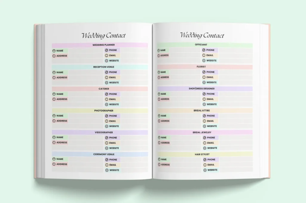 Luxury wedding planner Canva template, KDP interior, printable US Letter pages preview 3
