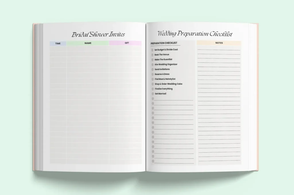 Luxury wedding planner Canva template, KDP interior, printable US Letter pages preview 4