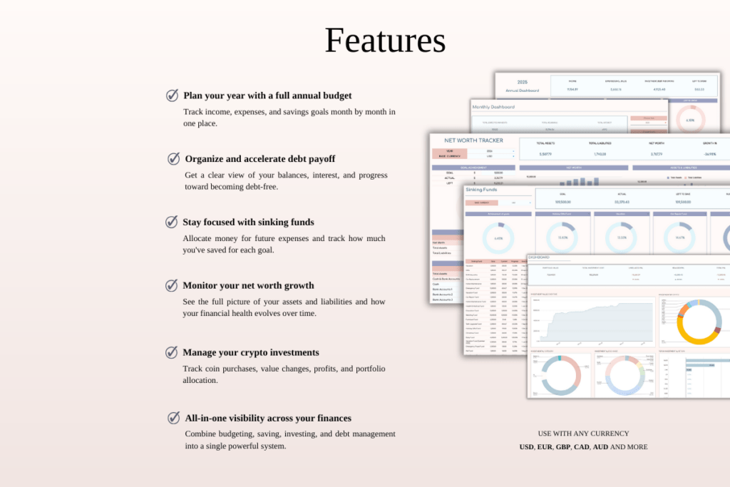 Financial freedom roadmap Excel and Google Sheets budgeting templates preview 1