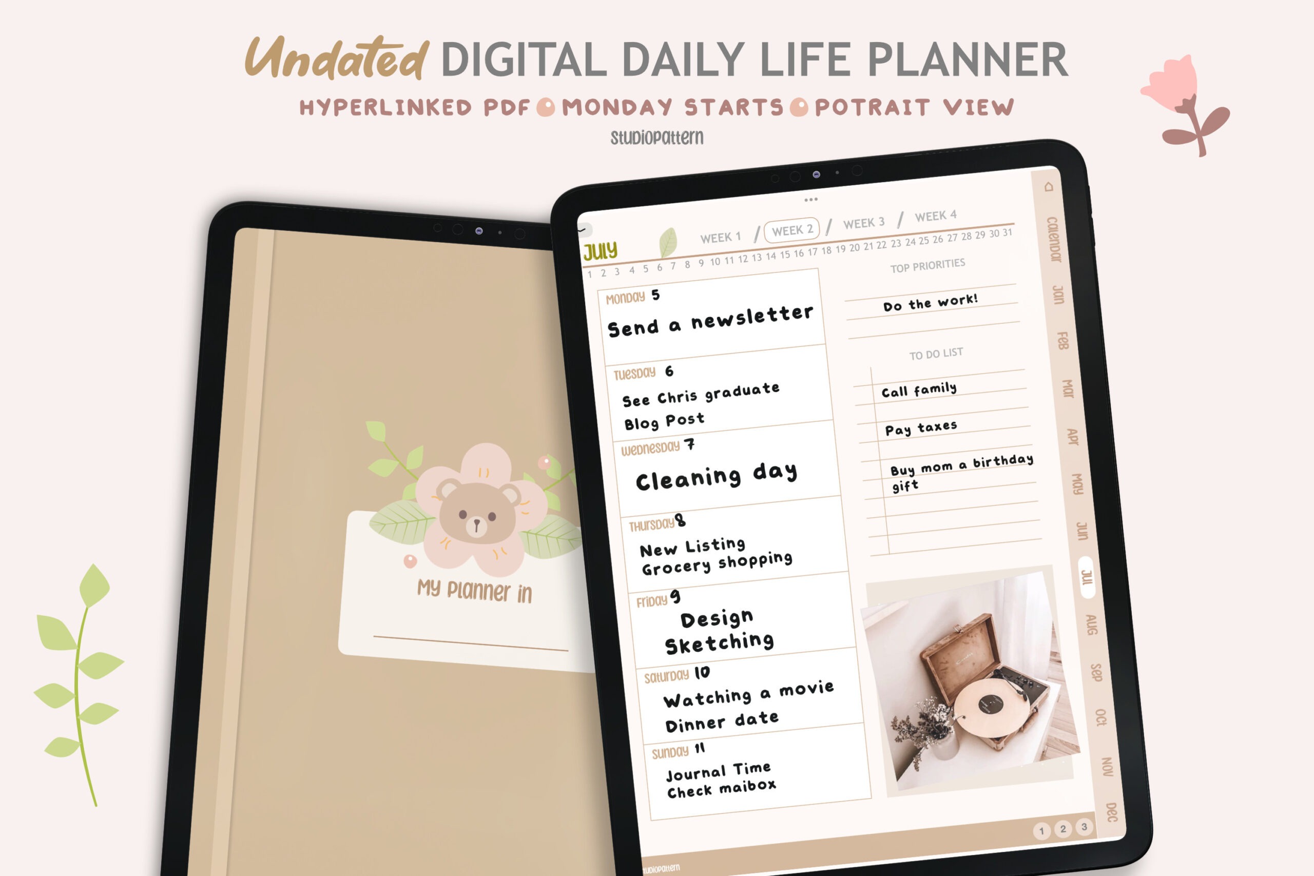 Undated Digital Daily Life Planner (GoodNotes PDF for iPad)