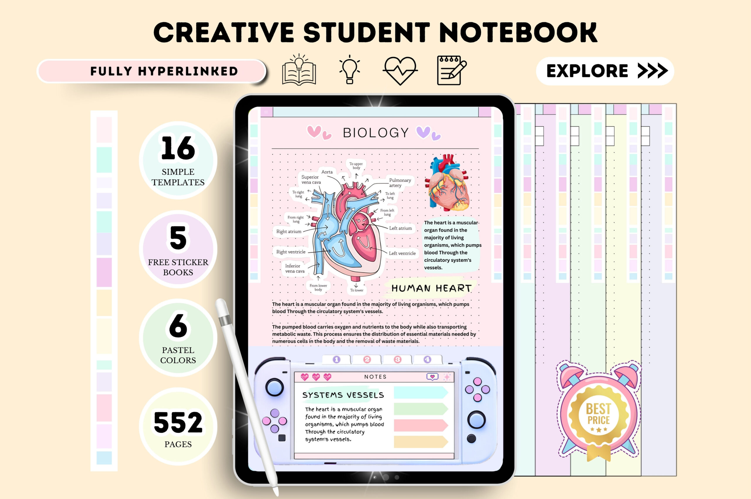 Hyperlinked Digital Notebook for GoodNotes (Undated)