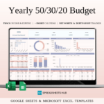 Annual 50/30/20 Budget Spreadsheet Template (Excel & Google Sheets)